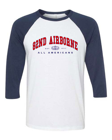 82nd Airborne Three-Quarter Sleeve Baseball Jersey