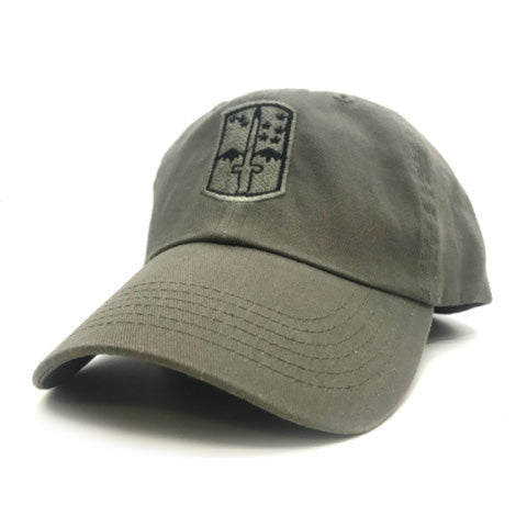 172nd Infantry Brigade OD Baseball Cap with US Flag and Skill Badge Options
