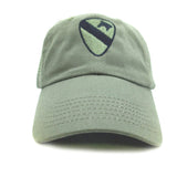 1st Cavalry Division Embroidered Baseball Cap Olive Drab Hat with Reverse Flag and Skill Badges