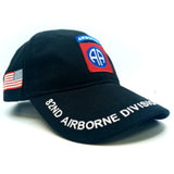 82 Airborne Division All Americans Baseball Cap in Black with US Flag