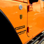 1st Infantry Division Metal Decal on Orange Jeep Wrangler Sport  Front LEft Fender