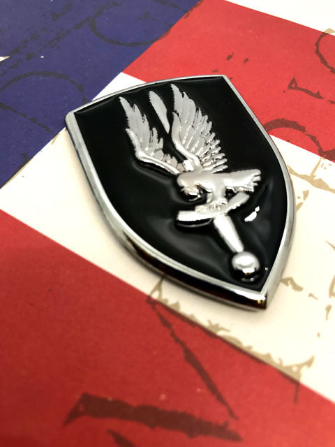 1st Aviation Brigade Metal Car Decal on a red, white and blue background
