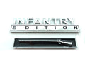 Metallic 'Infantry Edition' badge with a rifle graphic on a white background
