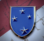 Americal Division Metal Decal on a red, white and blue background