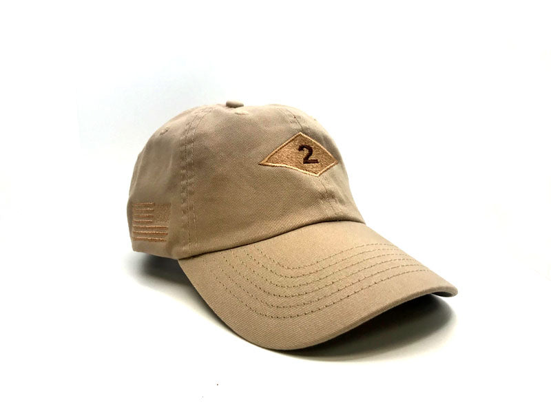 2nd Ranger Battalion Beige cap with a diamond patch and number 2 on a white background