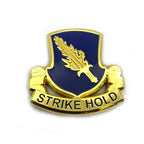 Shiny badge with 'Strike Hold' text on a white background