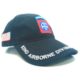Black cap with 82nd Airborne Division logo and American flag on a white background