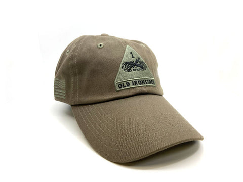 1st Armored Division OD Cap With Embroidered Reverse American Flag