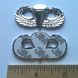 Parachutist Badge Jump Wings Metal Decal with ruler