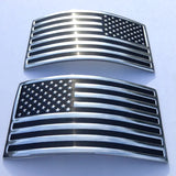Two American flag emblems on a white background