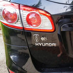Signal Corps Insignia Metal Auto Decal on a Hyundai Rear Door
