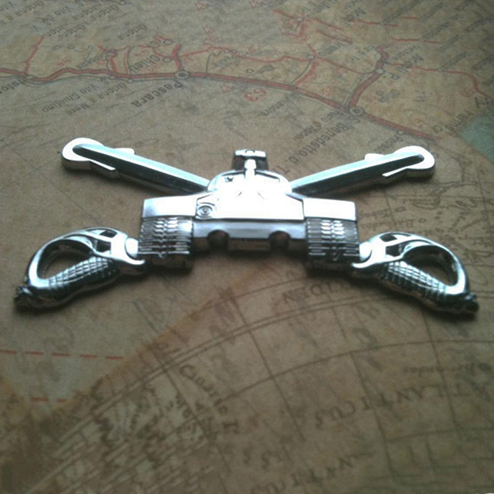 Armor Branch Insignia Metal Car Emblem on a Map Background