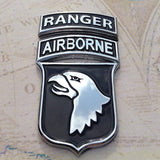 Ranger Tab Metal Car Emblem With  101st Airborne Badge