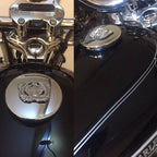 Warrant Officer Eagle Rising Metal Car Emblem on a motorcycle fuel tank cover
