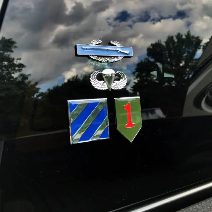 Combat Infantryman Badge Metal Car Decal First Award Color on Black Car