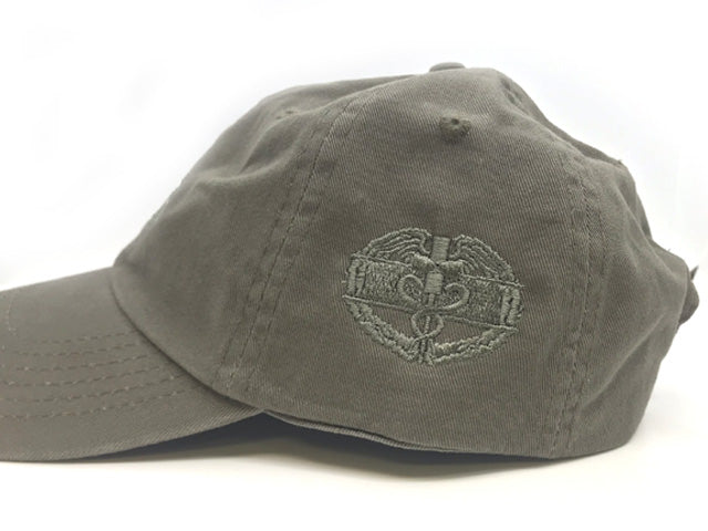 OD Cap with an Embroidered Combat Medic Badge