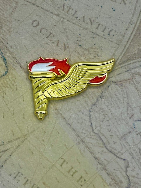 Pathfinder Badge Metal Decal on a Map