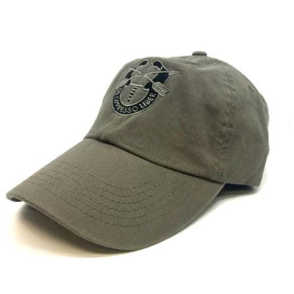 Special Forces OD Cap Facing Left on a white background