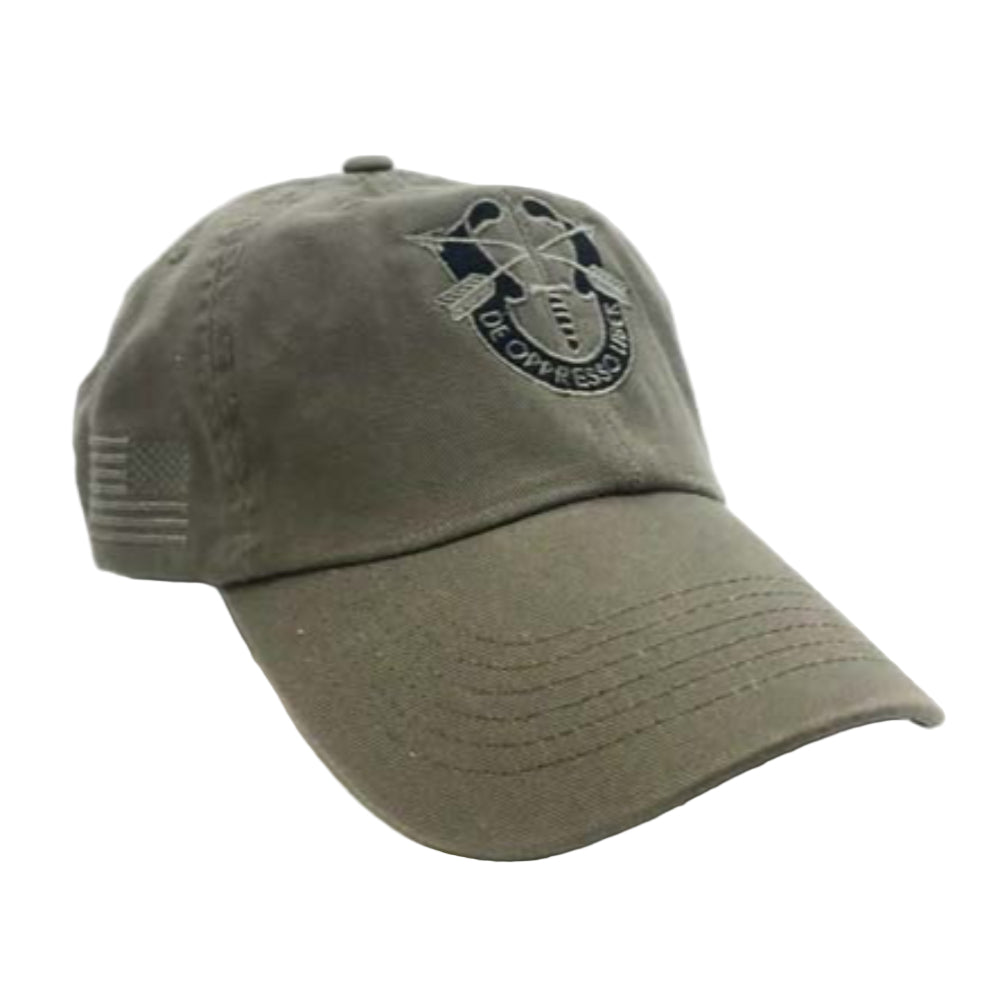 Special Forces OD Cap Facing Right on a white background