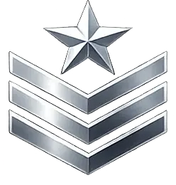 Rank insignia with a star and three stripes on a white background