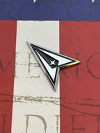 US Space Force Metal Emblem on a red, white and blue background