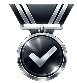 Medal with a check mark on a white background