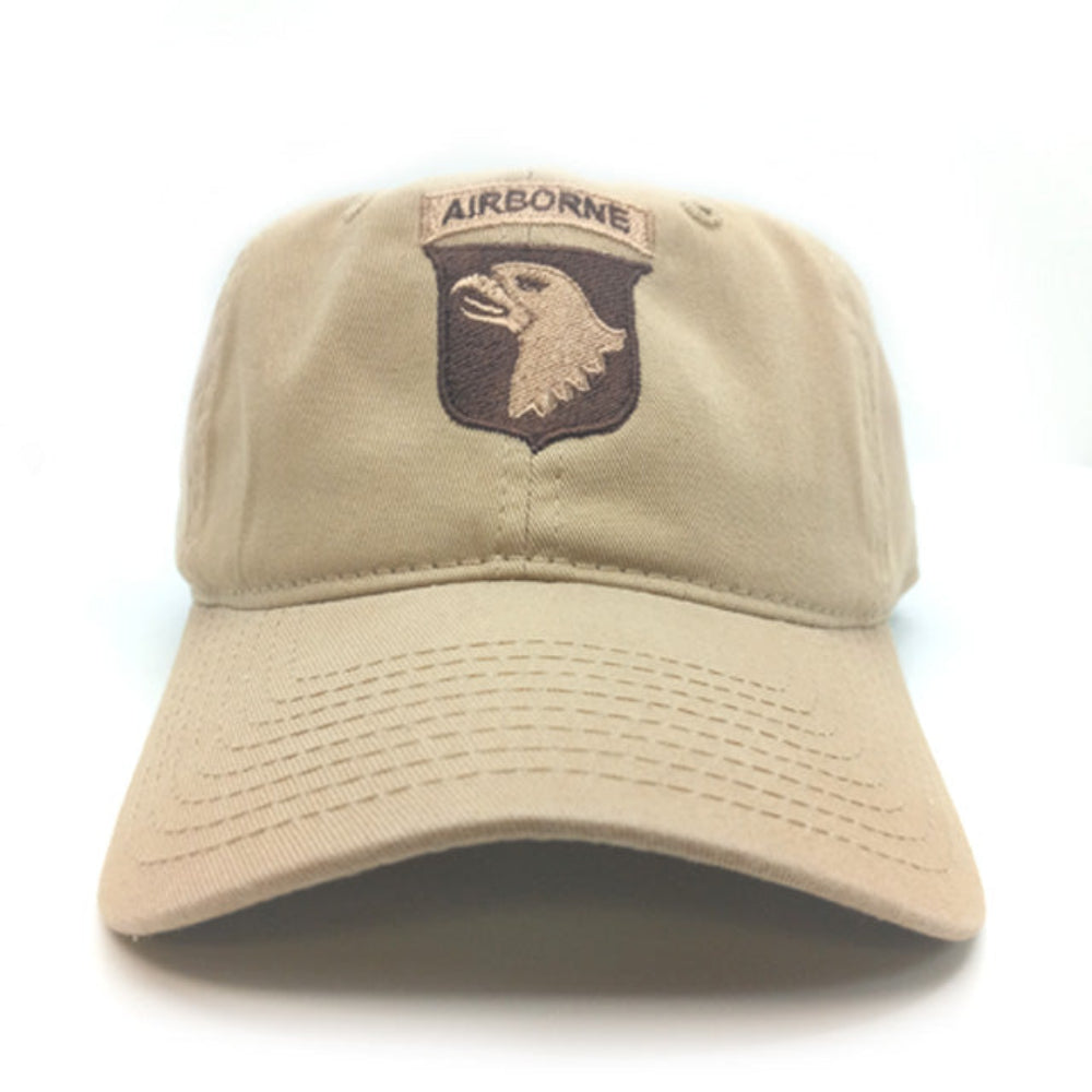 Beige cap with Airborne logo on a white background