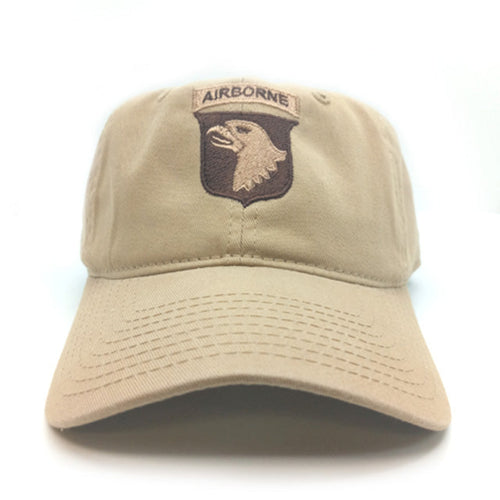 Beige cap with Airborne logo on a white background