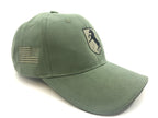 11th Armored Cavalry Regiment Subdued Green cap with embroidered logo on a white background