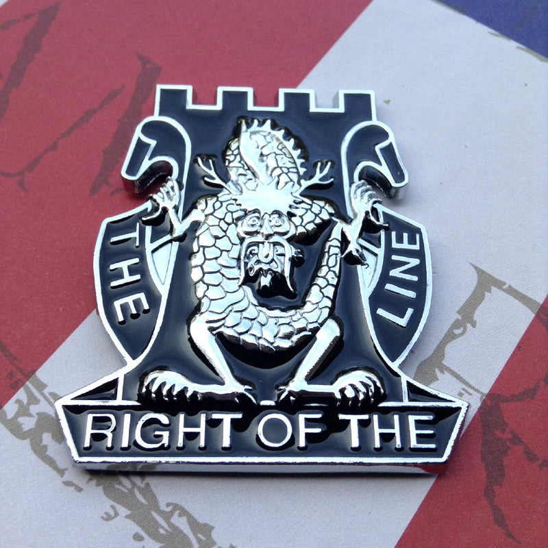 Black and Chrome Full Color 14th Infantry Regiment Golden Dragons Metal Decal