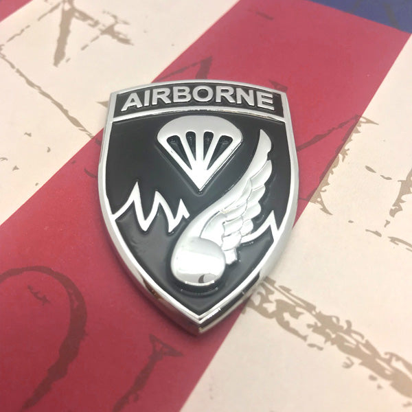 Black and Chrome 187th Infantry Regiment Airborne Metal Decal