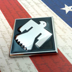 45th Infantry Division "Thunderbird" Metal Emblem on a red, white and blue background