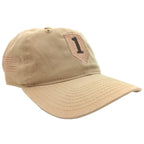 1st Infantry Division Cap with a tan shield-shaped patch on the front featuring a brown number '1' and a matching embroidered American flag on the side.