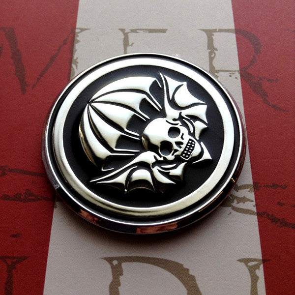 502nd Infantry Regiment PIR  Widowmakers Metal Car Emblem in Black and Chrome at a Left Angle