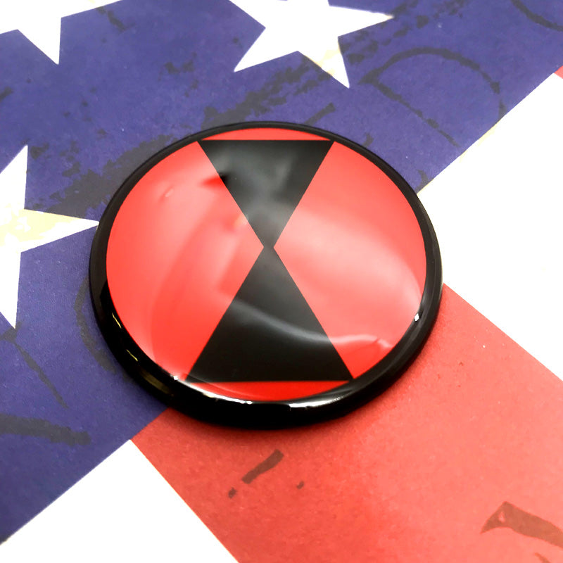 Full Color 7th Infantry Division Light Fighters Metal Auto Emblem on a American flag