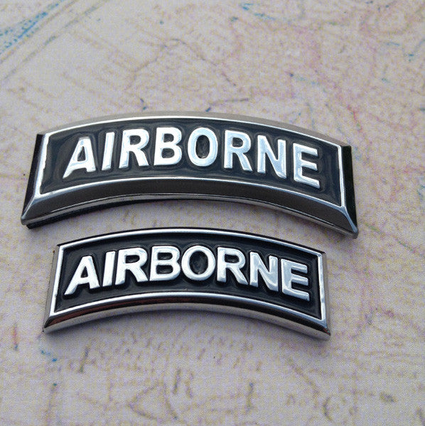 US Army Airborne Tab Metal Auto Emblem | 2