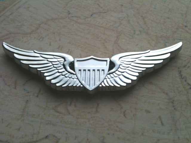 Chrome US Army Aviator Badge Emblem
