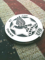 1st Cavalry Regiment Black Hawks Metal Car Emblem on a Red, White and Blue background