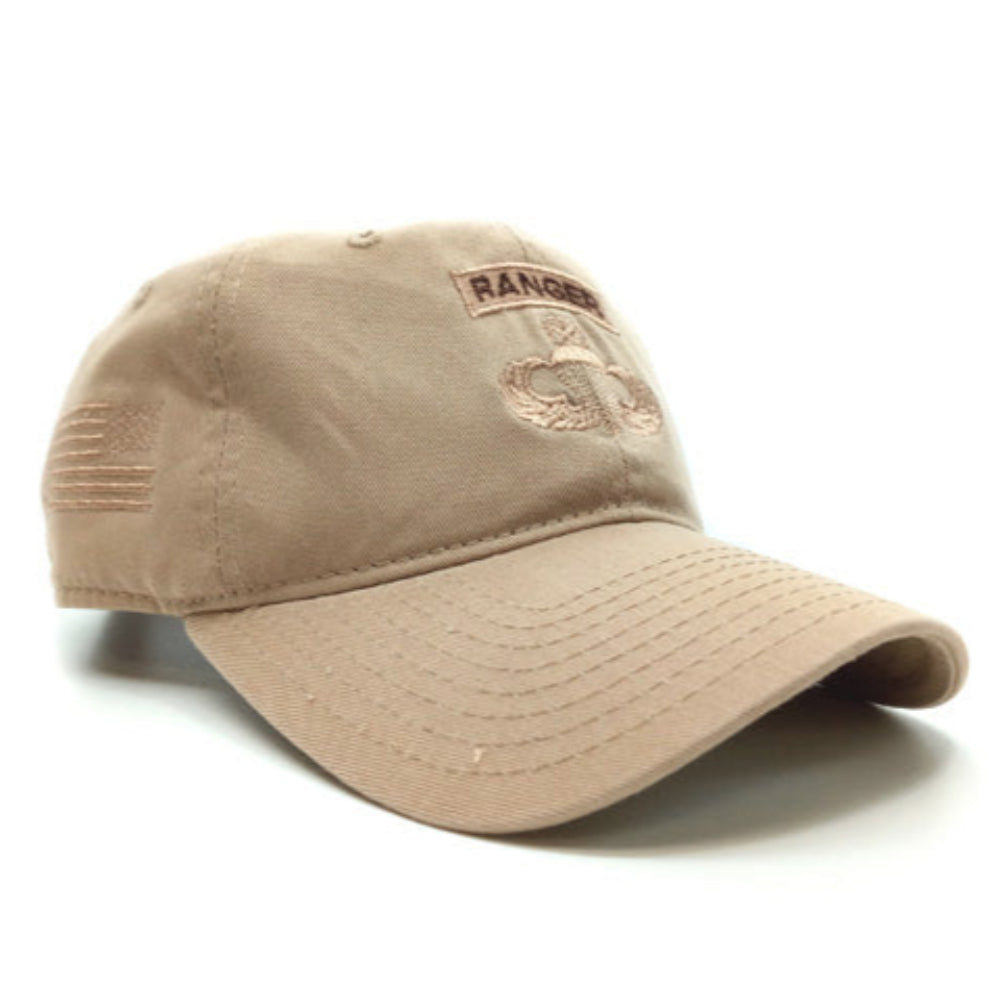 Airborne Ranger Master Jump Wings DCU Cap with embroidered design on a white backgroun