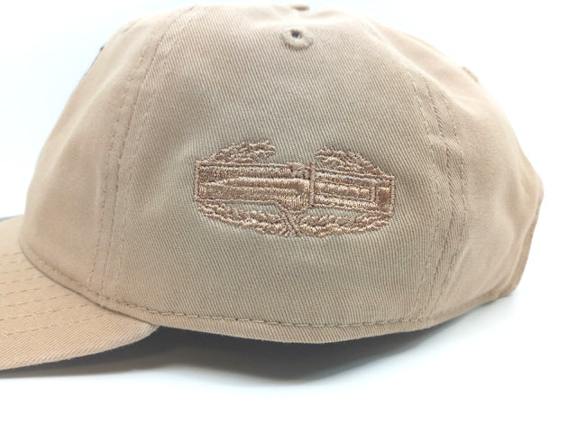 Khaki hat with embroidered Combat Action Badge