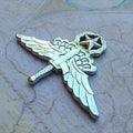 Military Freefall (HALO) Parachutist Badge Premium Metal Emblem Slight Angle To The Right