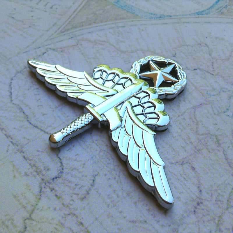 Military Freefall (HALO) Parachutist Badge Premium Metal Emblem Slight Angle To The Right