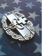 Combat Medic Badge 1st Award Metal Car Emblem on a left angle