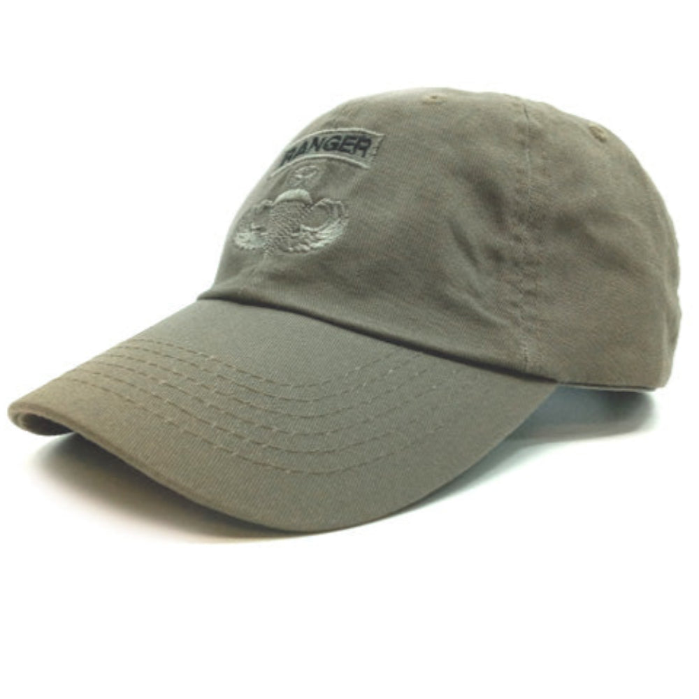 Airborne Ranger OD Cap With Master Jump Wings on a white background