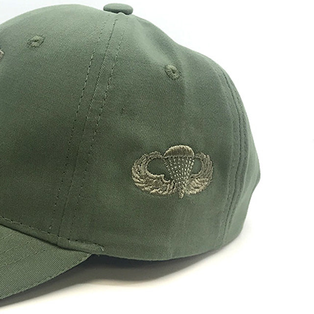 OD Green Cap with embroidered Basic Jump Wings Badge