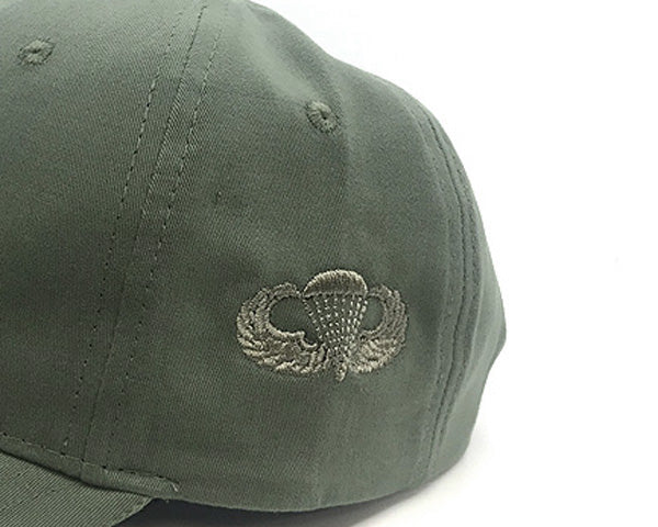 OD Green Baseball Cap with embroidered Basic Jump Wings Badge