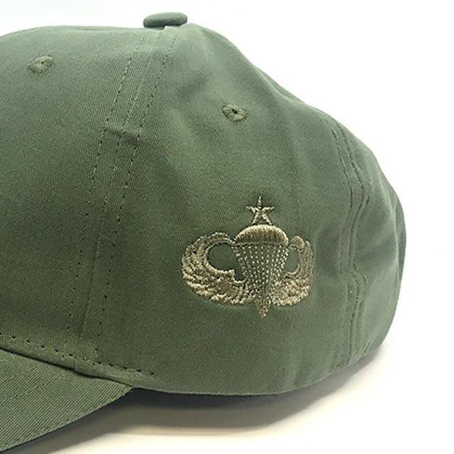OD Cap with Embroidered Senior Jump Wings Badge