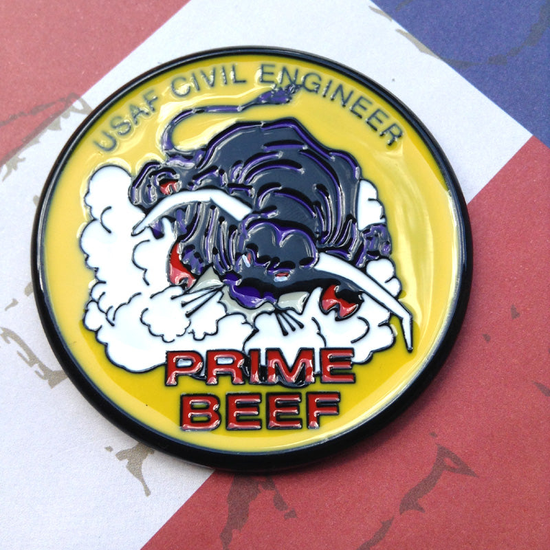 Full Color Prime BEEF Metal Car Emblem Air Force Civil Engineer Decal