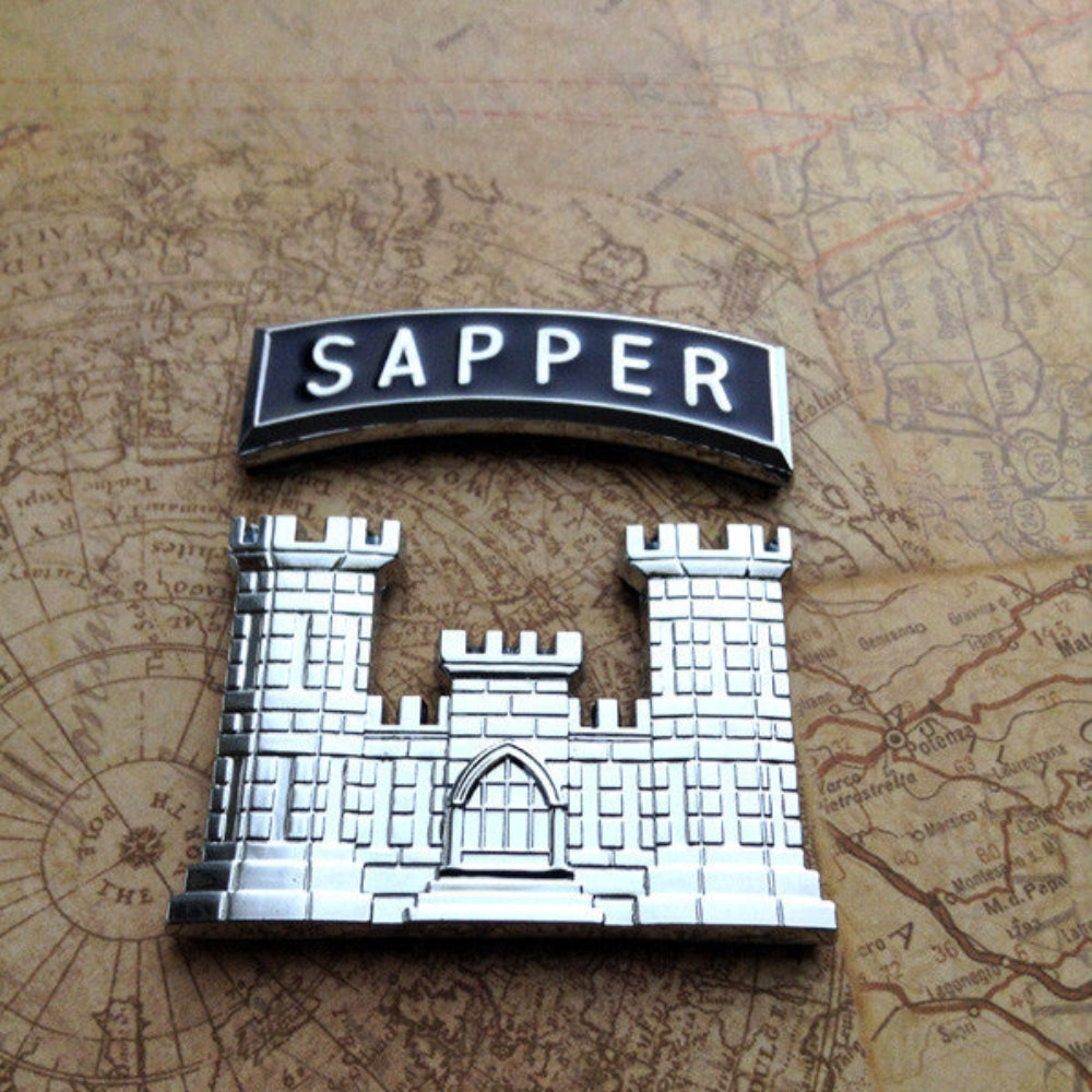 Sapper Tab Army Badge Car Emblem – Military Auto Crest Replica