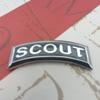 Scout logo on a red and white background